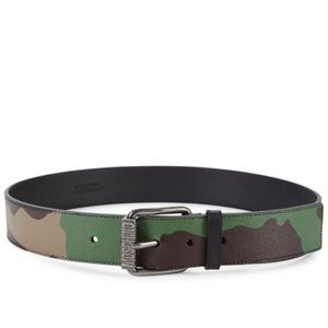 NWT! Moschino Camouflage Belt with Moschino Branded Gunmetal Buckle